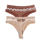 2Pcs/Set Seamless Thongs Panties Women High Rise Underwear Sexy Lingerie Bottoms Female Underpants Hollow G-String Pantys M-L