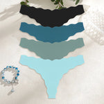 4PCS Women Seamless Panties Wavy Design Ultra-thin Panties Women Ice Silk Underwear Sexy Panty Low Waist G-string Female Solid