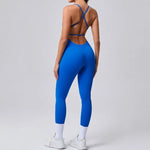 Women's Yoga Jumpsuits Sports Fitness Hip-lifting Cross Beauty Back Adjustable Straps One-piece Training Workout Gym Bodysuits