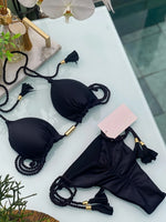 Sexy Braiding rope Bandage Solid Bikini Set Women SwimsuitPit strip fabric Triangle Swimwear Bathing Suit Brazilian Biquinis