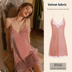 Sexy Velvet Nightgown Set Women's Autumn Winter Hot Sale Of The Season Pure Desire Gold Velvet Strap Sleepwear Robe Two-Piece Se