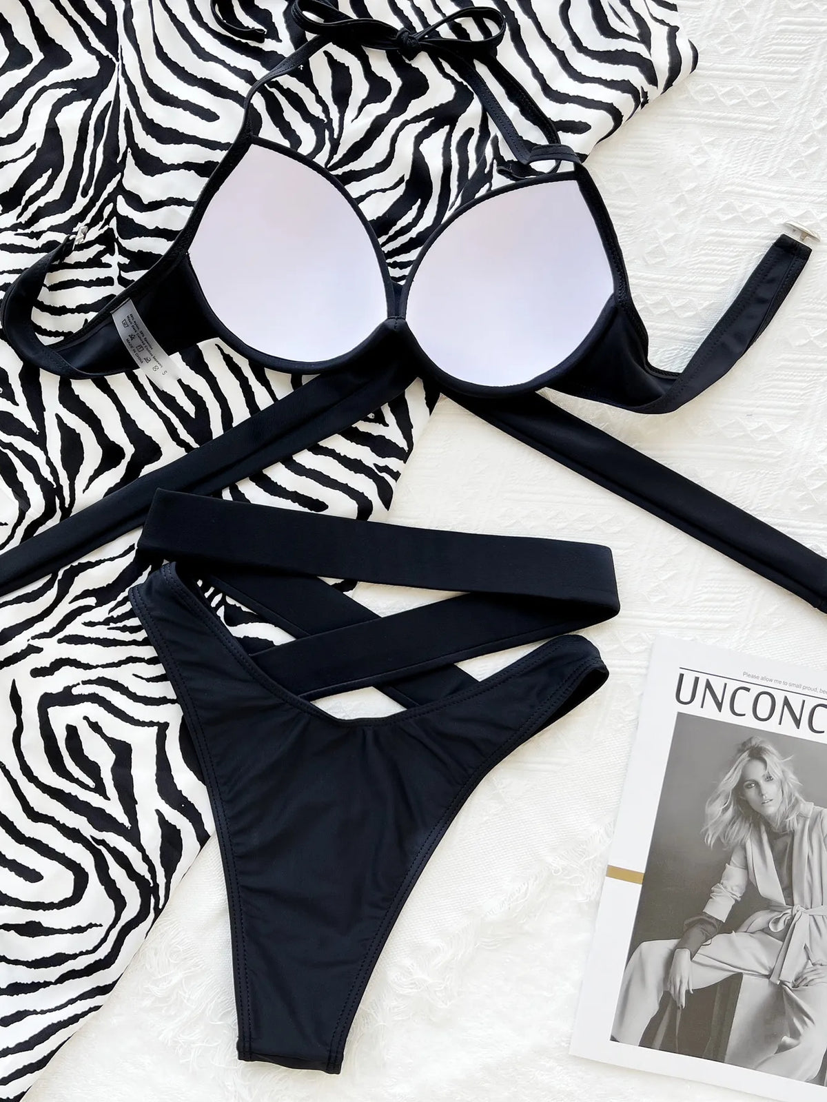 DEKA Sexy Solid Push Up Strapped Bikini Set Tied High Waist Thong Swimsuit Women Swimwear Beach Backless Bathing Suit