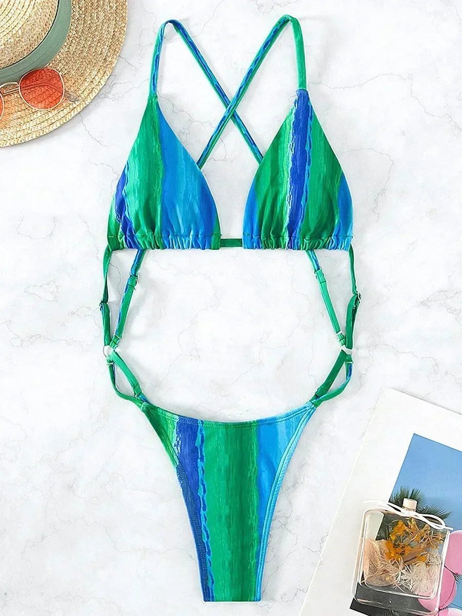 Extreme Mini One Piece Swimsuit Women G String Shiny Swimwear Female Micro Thong Monokini Bather Backless Bathing Suit Swim wear