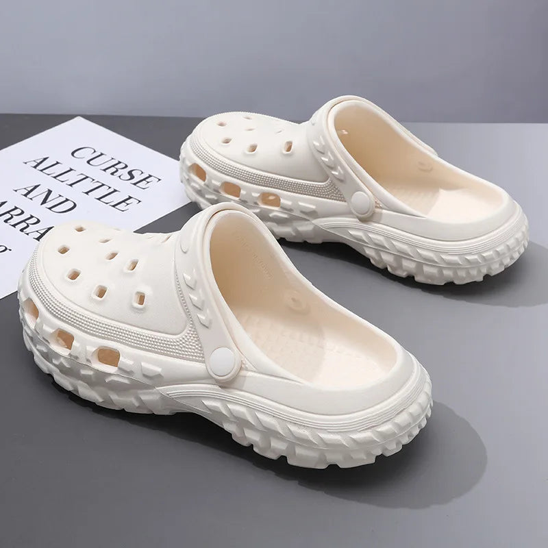 Men Summer Slippers Close Toe Leisure Clogs Soft EVA Anti-slip 2 Way Wear Shoes Couples Indoor Beach Slides Street Sandals