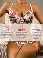 Sexy Lingerie Set For Women's Gathering Push Up Bra Women's Printed Underwear Set For Date Night Sexy Lingerie A2134