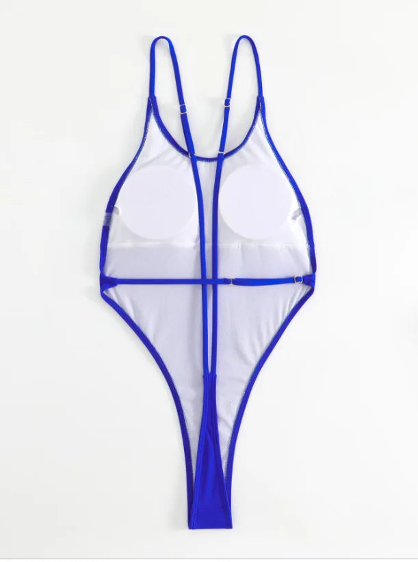 Sexy Ribbed Cross Backless Women Monokini Micro String Thong Swimwear One Piece Swimsuit Female High Cut Bathing Suit Swim Lady