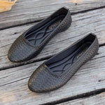 Women's Handmade Weaving Hollow Mesh Flat Shoes Lightweight Breathable Ballet Flats Summer Soft Comfortable Beach Sandals