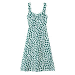 French Style Low-cut Polka Dot Print Camisole Dress For Women Sexy Side Slit Waist-cinching Mid-length Beach Dress Charming WYLB