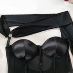 Toucheart Sexy Lingerie One-shoulder Sleeve Body Shaping Jumpsuit Women Push-up Chest Cotton Splicing Mesh Perspective Underwear