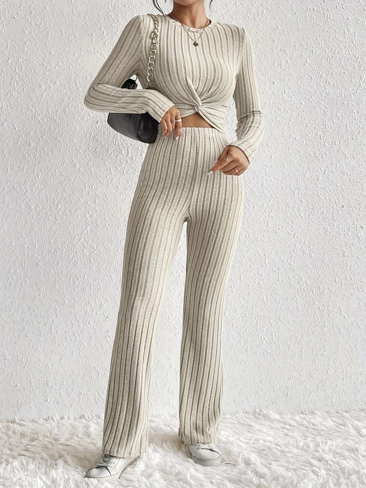 Autumn New Arrival Women's Sleepwear Home Outfit Two-Piece Set Casual Comfort Long Sleeve Short Top and Slim-Fit Pants Set Hot