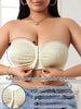 Sexy Wear Lace Plus Size Front Closure Strapless Bra Women's Push Up Wireless Bra Trendy Unlined Cold Shoulder Comfort Bra