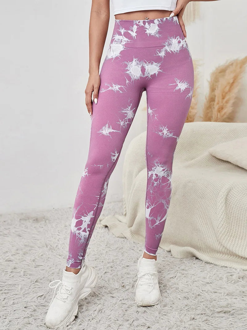 47 Color Marbling Tie-Dye Seamless Yoga Pants Sports Leggings Women Running Fitness High Waist Gym Leggings Women Workout Tights