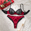 Valentine Sexy Lingerie Black Lace Splicing Underwear Women Set Ultra Thin Luxury Intimate Lingerie 3-point Transparent Bra Set