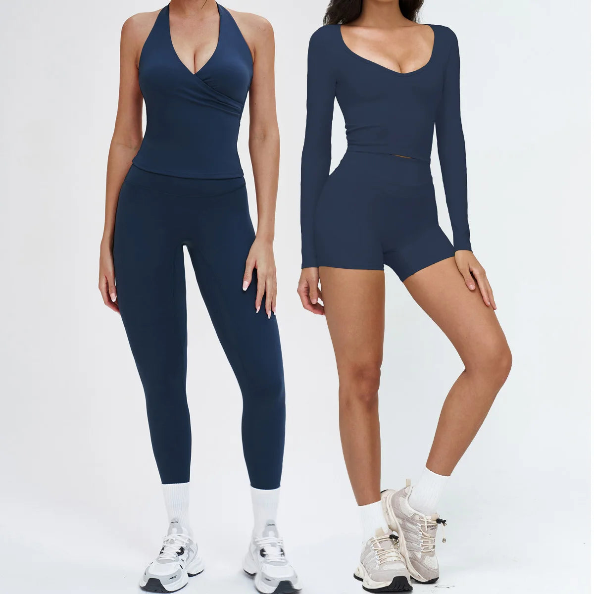 2 Pieces Sportswear Women Yoga Set Gym Clothes Fitness Set Outfit Outdoor Long-Sleeved Shirt Tracksuits Sports Bra Gym Leggings