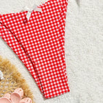 Red Plaid String Halter thong Micro Bikini for Women Mini Swimwear Lace-up Sexy Swimsuit Bathing Suit Triangle Bikinis Sets 2026