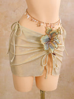Sexy Beige 3D Flowers Embroidered Bikini Set 2026 Women Drawstring Cover Up 3 Piece Swimsuit Beach Bathing Suit Holiday Swimwear