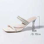 2026 NEW FashionHigh Heel Sandals Women Black Thin Heeled Square Toe Slippers Woman Summer Elegant Dress