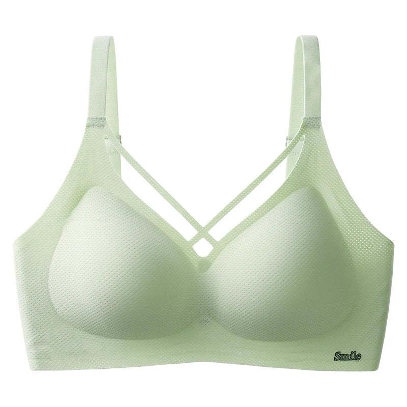 Traceless Half-Fixed Cup Women Underwear Thin Jelly Soft Support Anti Drop Adjustable No Steel Ring Super Soft Solid Color Bras