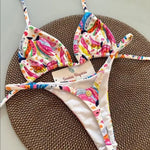 2026 Swimwear Women CuteCherry Print Brazilian Thong Bikini Set Sexy Thong Swimsuit Two Pieces Bathing Suit Women Beach Wear