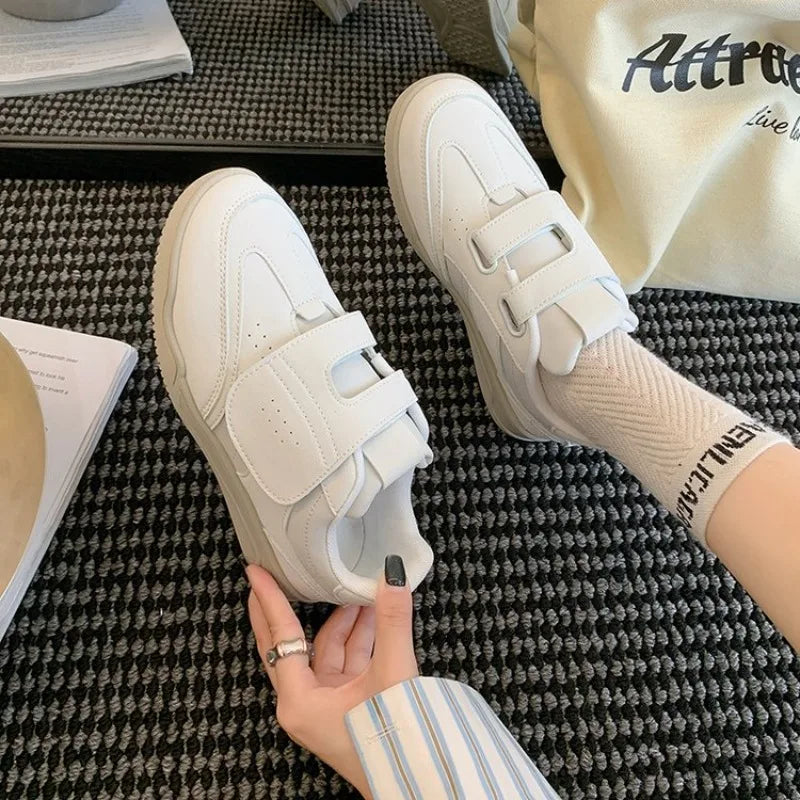 Retro Hook Loop Flat With Sneakers Suede Leather Round Toe Casual Outdoor Fashion Pink Solid Women's Sports Shoes 2026 Newest
