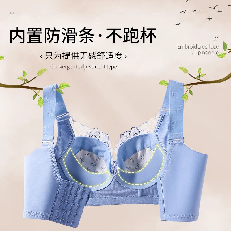 Women's Push up Bras Adjustable New Wireless Bras Women Flower embroidery Bra Underwear Large Size 36-52 CDE Cup Underwear Women