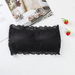 Women Floral Lace Tube Top Wireless Bra Sexy Lingerie Strapless Bralette Solid Color Crop Top Female Padded Bandeau Padded Bra