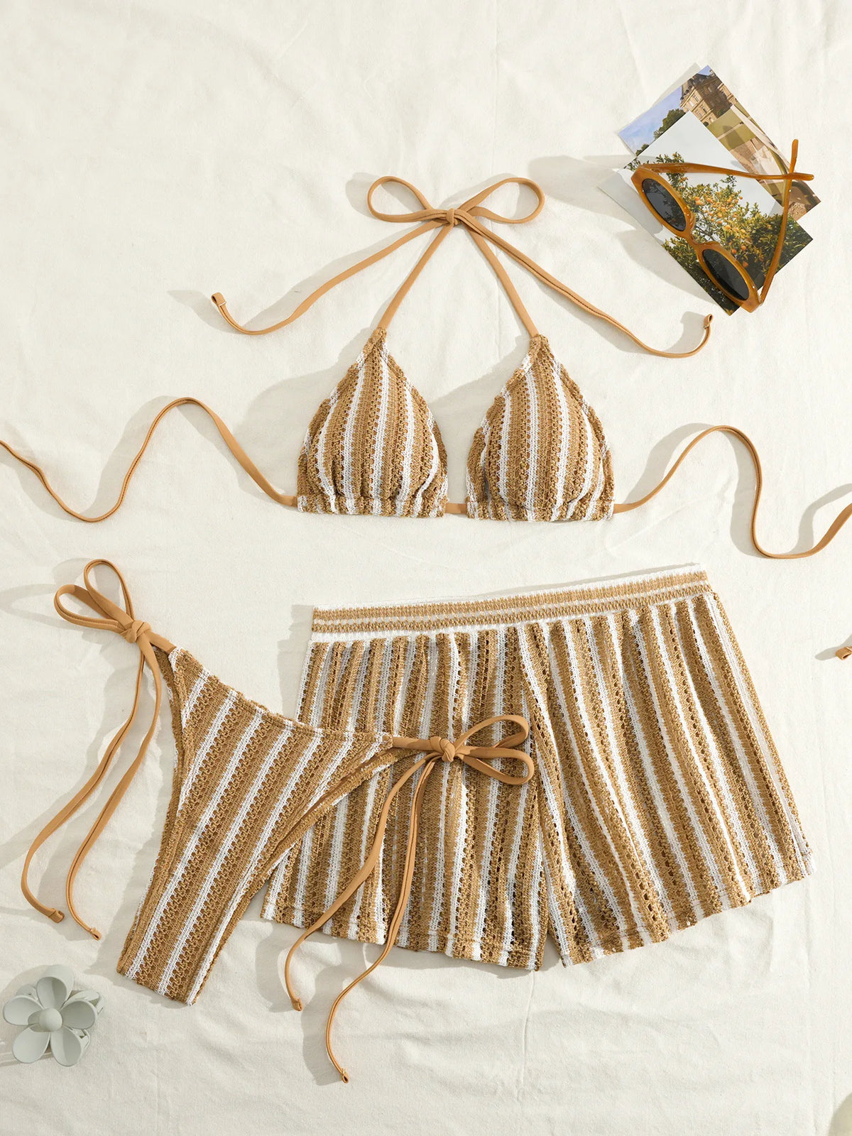Sexy Black White Patchwork Bikini Set 2026 Women Striped High Waist Shorts 3 Piece Swimsuit Summer Push Up Bathing Suit Swimwear
