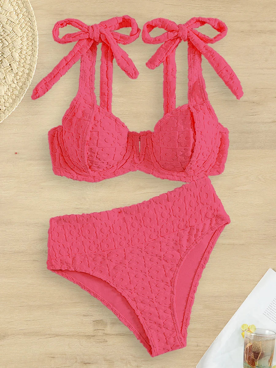 S - XL V Shaped Underwired High Waist Bikini Women Swimsuit Female Swimwear Two-pieces Bikini Set Bather Bathing Suit Swim Lady
