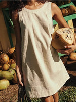 2025 Summer Mini Dress New Women's Clothing Fashion Elegant Loose Vestidos Vacation Solid Color Female Sleeveless Vest Dresses