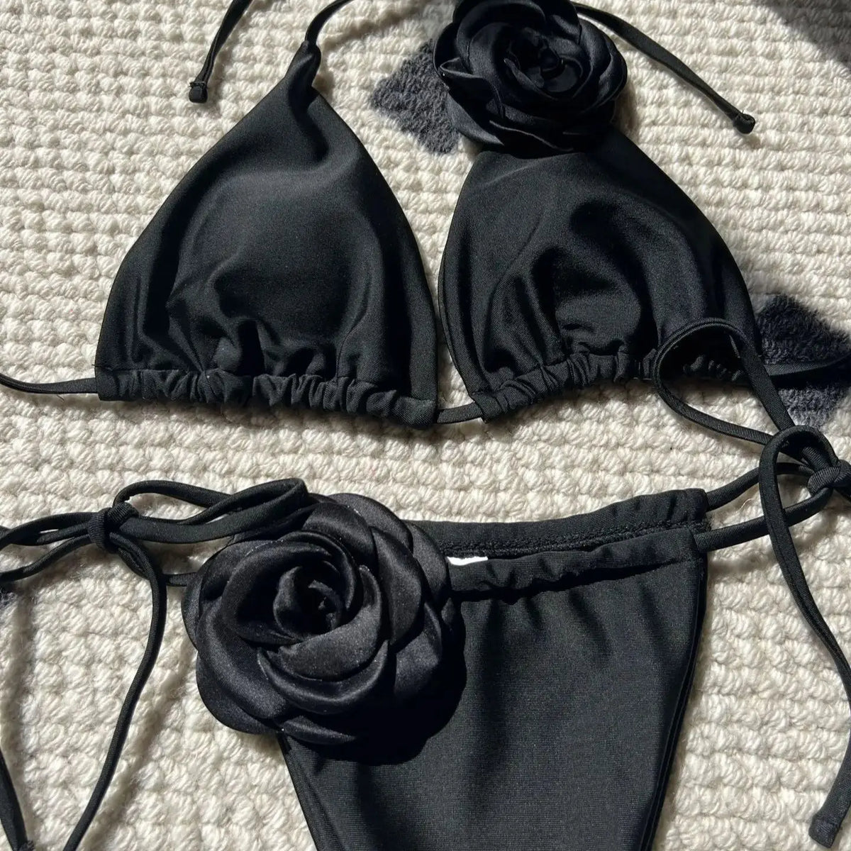 DEKA Brazilian Thong 3D Flowers Bikini Set Women Swimwear Bandeau High Cut Female Swimsuit Bather Bathing Suit