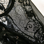 Sexy One Piece Bodysuit Lace Hollow Out Jumpsuit Women Erotic Lingerie Men's Beach Shorts