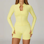 Women's Seamless Yoga Set Quick Drying Slim Fit High-end Feeling Exposed Feeling Set Outdoor Sports and Running Fitness Set