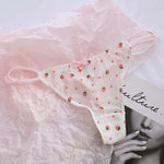 Sexy Pantis Mesh T Pants Thong Cute Transparent Strawberry Cherry Ladies Panties Underwear Low Waist Seamless Lace G-string Wome
