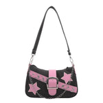 Fashion Women's Handbags Denim Stars Pattern Cool Girls Underarm Bag Female Small Shoulder Hobo Bags Chain Tote Bag