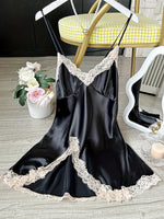 Sexy Lace Patchwork Camisola Lingerie Nighty Wedding Silk Dress Sleep Wear Nightdress Clothes Women's Nightgowns Sexy Nightwear