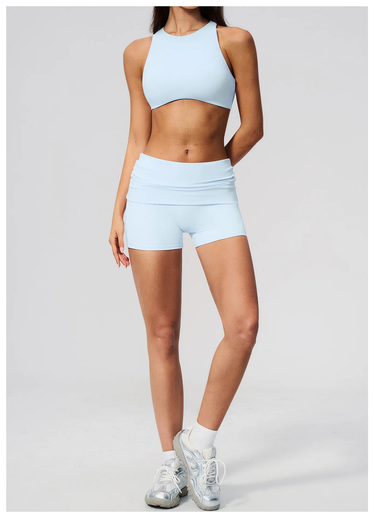 Tight Yoga Clothes Women Speed Drying Shock-absorbing Sports Vest Fitness Suits Outwear Gym Flip Waist Shorts Workout Clothes