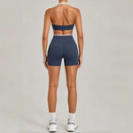 Women's Seamless Yoga Sets Sports Gym Fitness High-Waist Hip Lifting Shorts Suits Training Running Workout Beautiful Back Sets