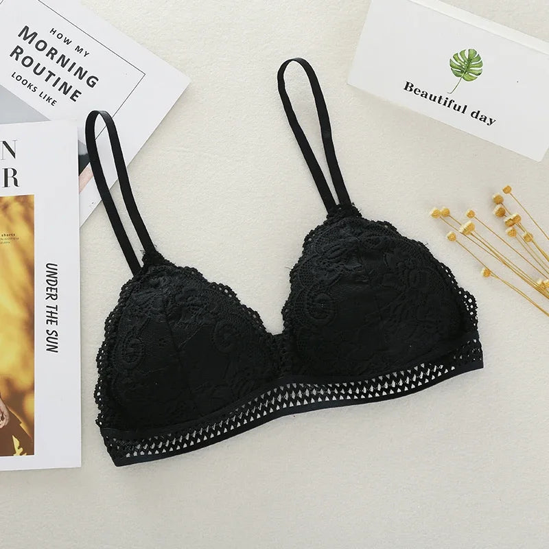 Lace Bralette Women Sexy Lingerie Non-wire Bra Triangle Cup Female Padded Underwear Push Up Bras