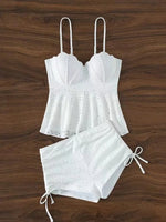 Women's Bathing Suit Two Pieces Push Up Tankini Set Summer Sexy Beach Wear White High Waisted Swimwear Women Swimsuit Shorts