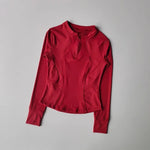 Women's Slim Fit Long Sleeved Yoga Exercise Top Elastic Half Zipper Fitness Suit for Active Wear