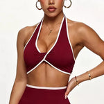 Shockproof Breathable Sports Bra Halter Neck Vest with Chest Pad for Gym Running Yoga Pilates Training Fitness Back Beauty