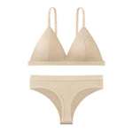 Women Bra and Panties Set Push Up Bralette Non-wire 1/3 Cup Bras Low Rise Thongs Sexy Lingerie Set Women Cotton Underwear