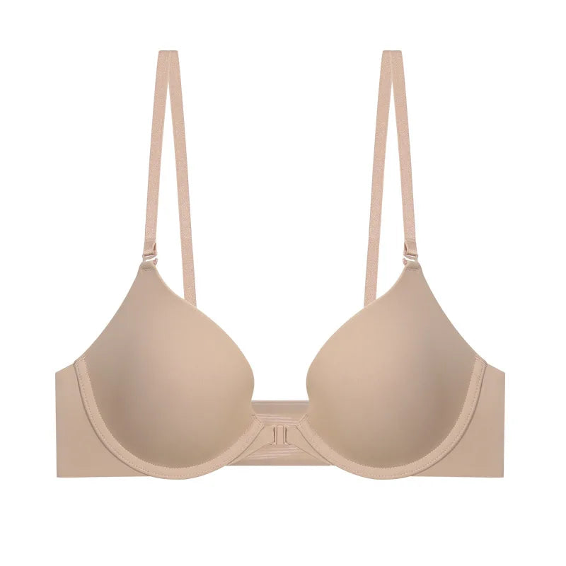 Women Front Buckle Bra Quality Seamless Underwear Sexy Deep V Push Up Bras Detachable Straps Everyday 3/4 Cup Brassiere Lingerie