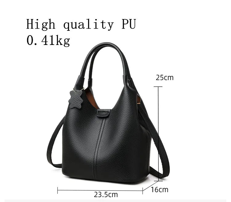 New Trendy Casual Soft PU Women's Handbags Solid Color Large Capacity Female Shoulder Bags Retro Tote Bags For Commute Shopping