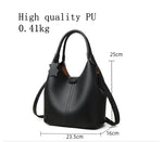 New Trendy Casual Soft PU Women's Handbags Solid Color Large Capacity Female Shoulder Bags Retro Tote Bags For Commute Shopping