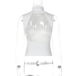 FDYOUI Fashion Turtleneck Sleeveless Tank Tops Streetwear Y2K Woman Clothes Backless Solid Corset T-shirt Female Skinny Crop Top