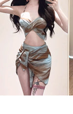 New Fashionable Plus Size Multi Piece Set Split Swimsuit for Women CoveringBellySlimming Down Hot Spring Vacation Swimsuit