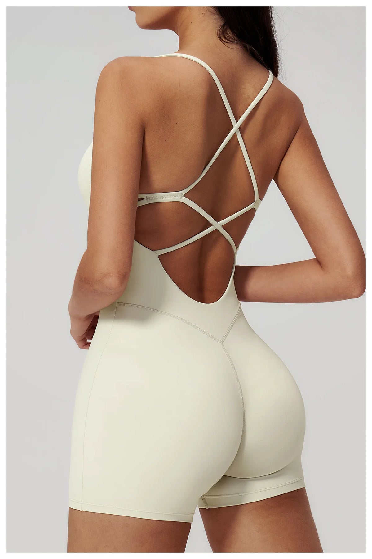 Summer New Hollow Open Back Criss Cross Yoga Jumpsuit Women Outdoor Solid Sleeveless Hip Lifting Pleate Sports Fitness Suits