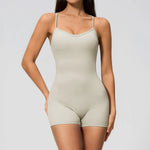 New Cross Back Yoga Jumpsuit Women Tight Sleeveless Hollow Out Sports One Piece Suit Butt-Lifting Shorts Fitness Bodysuits