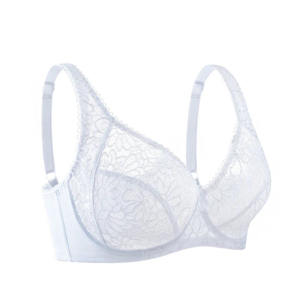 Plus Size Womens Lace Bra Lager Bosom See through Bralette Underwired Sexy Lingerie 34 36 38 40 42 44 B C D DD E F Cup
